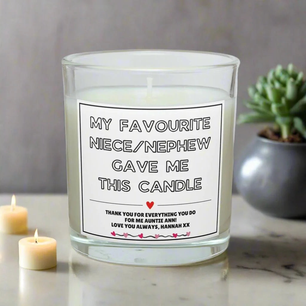 Auntie Favourite Niece Nephew Message Personalised Candle | Auntie Gift MKTrends Co