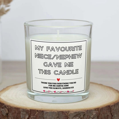 Auntie Favourite Niece Nephew Message Personalised Candle | Auntie Gift MKTrends Co