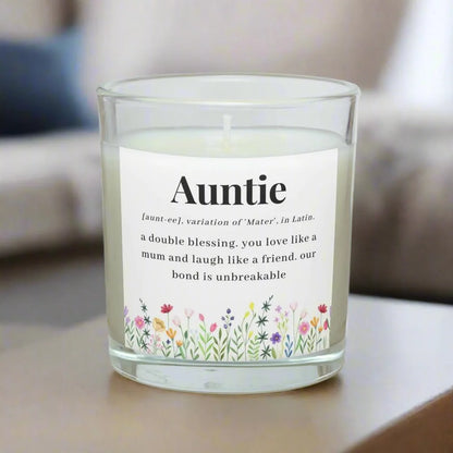 Auntie Flowers Quote Personalised Candle | Auntie Quote Gift MKTrends Co