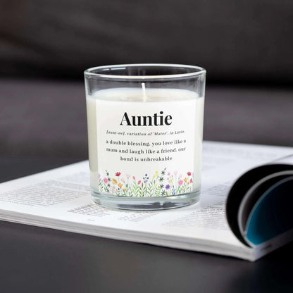 Auntie Flowers Quote Personalised Candle | Auntie Quote Gift MKTrends Co