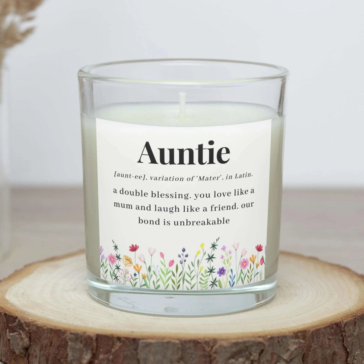 Auntie Flowers Quote Personalised Candle | Auntie Quote Gift MKTrends Co