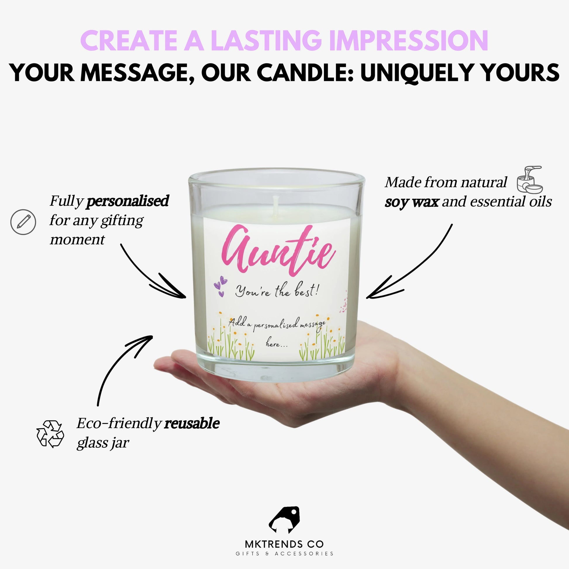 Auntie you're the Best Personalised Candle | Best Auntie Gift MKTrends Co