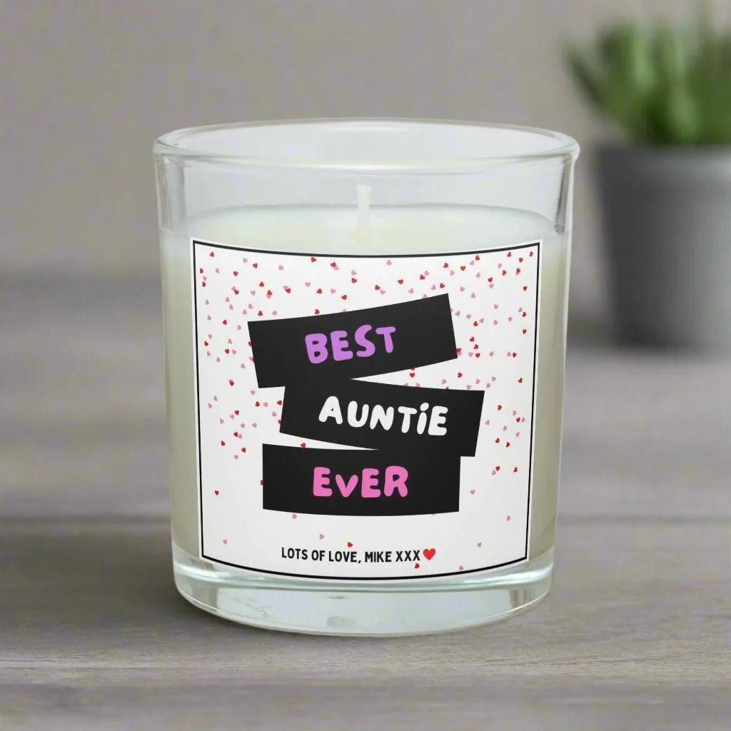 Best Auntie Ever Hearts Personalised Candle | Best Auntie Gift MKTrends Co