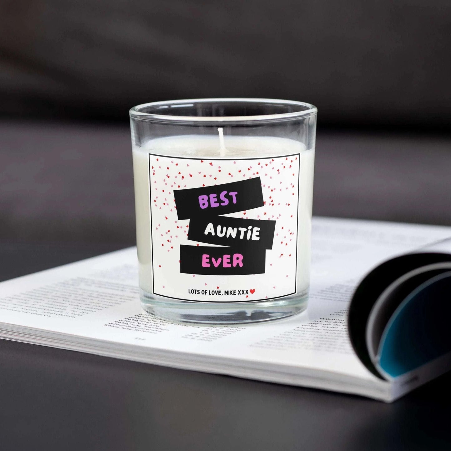 Best Auntie Ever Hearts Personalised Candle | Best Auntie Gift MKTrends Co