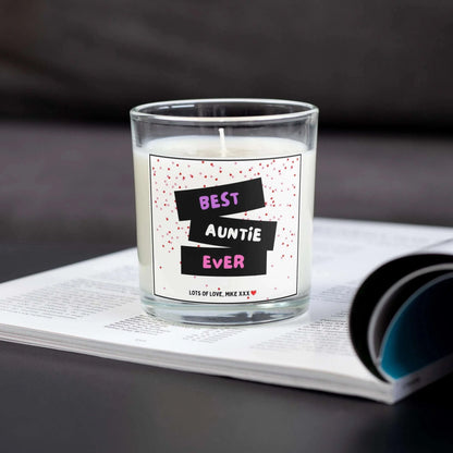 Best Auntie Ever Hearts Personalised Candle | Best Auntie Gift MKTrends Co