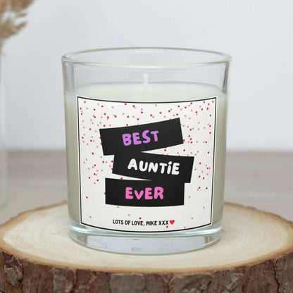 Best Auntie Ever Hearts Personalised Candle | Best Auntie Gift MKTrends Co