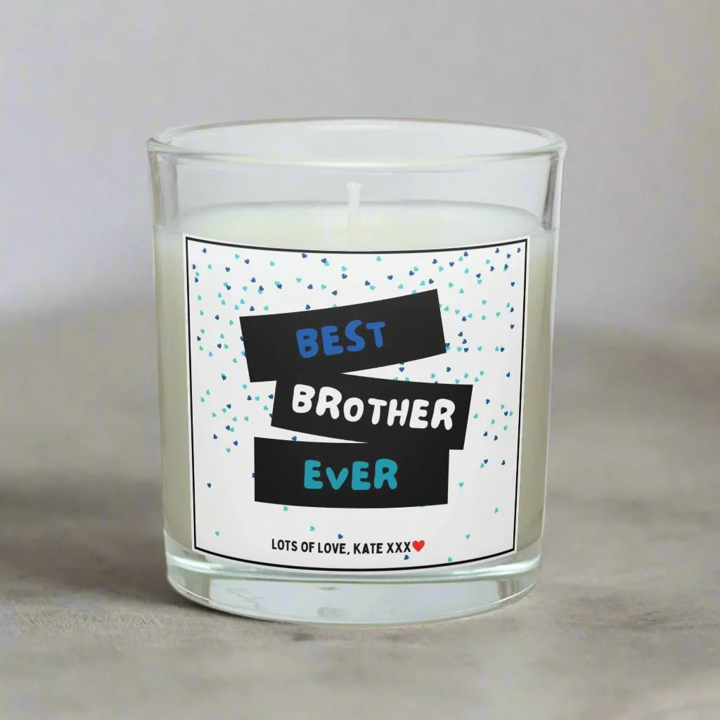 Best Brother Ever Blue Hearts Personalised Candle | Gift for Best Brother MKTrends Co