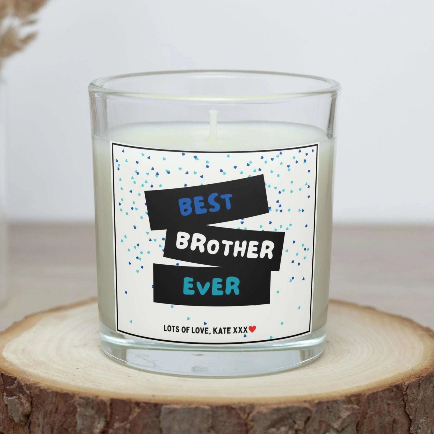 Best Brother Ever Blue Hearts Personalised Candle | Gift for Best Brother MKTrends Co