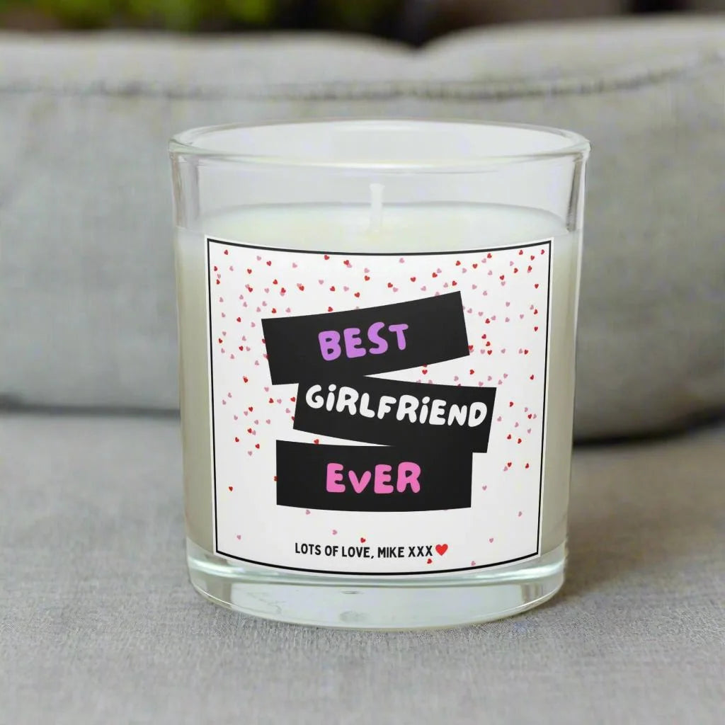 Best Girlfriend Ever Hearts Personalised Candle | Best Girlfriend Gift MKTrends Co