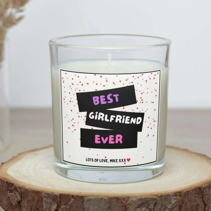 Best Girlfriend Ever Hearts Personalised Candle | Best Girlfriend Gift MKTrends Co