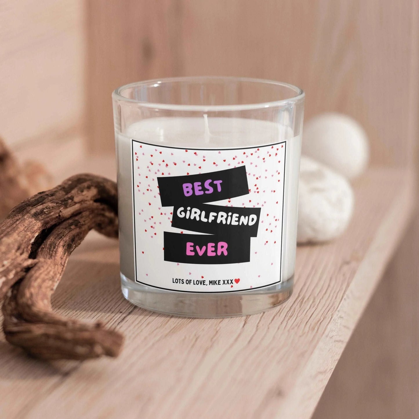 Best Girlfriend Ever Hearts Personalised Candle | Best Girlfriend Gift MKTrends Co