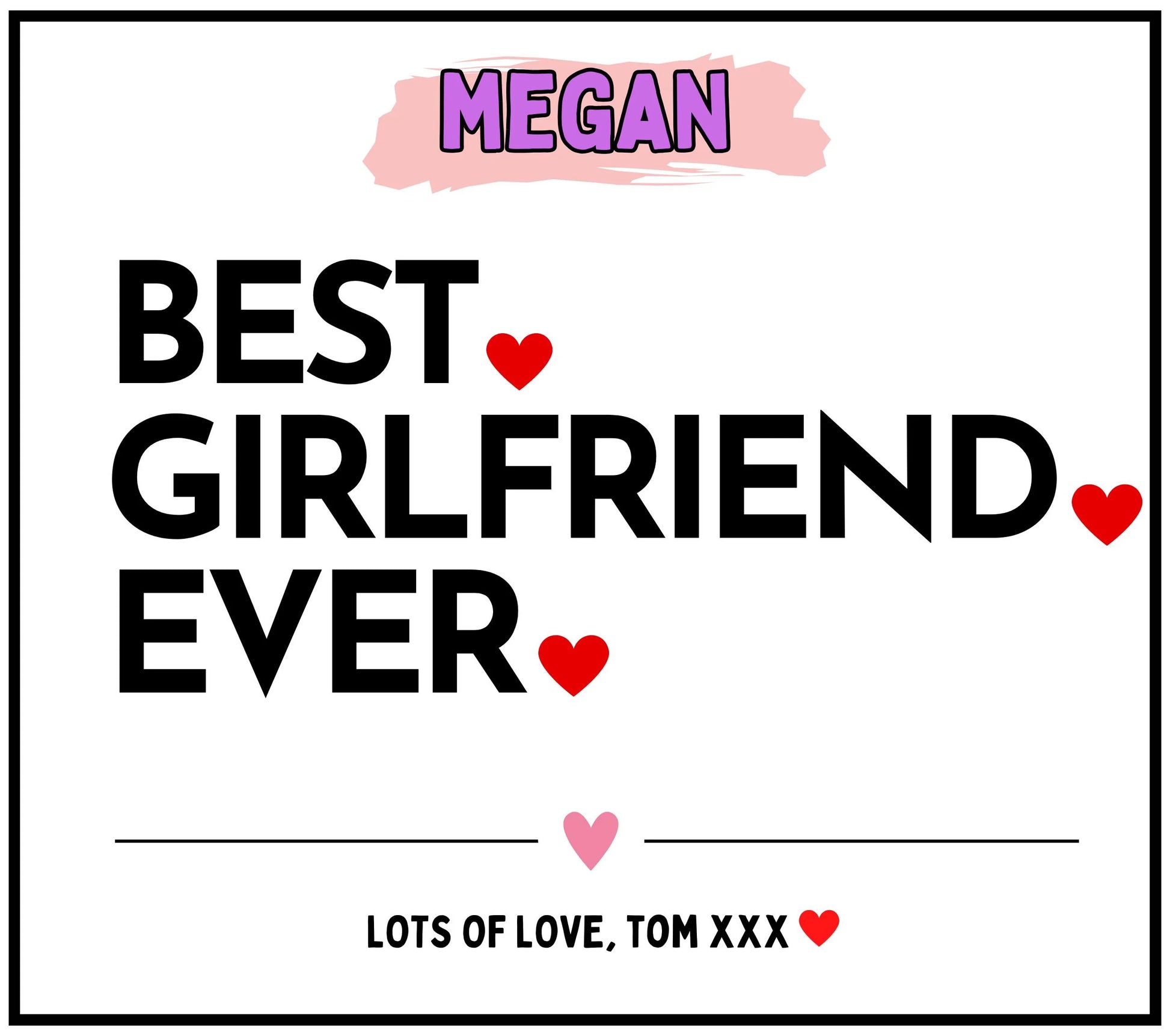 Best Girlfriend Ever Name Hearts Personalised Candle | Best Girlfriend Gift MKTrends Co