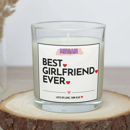 Best Girlfriend Ever Name Hearts Personalised Candle | Best Girlfriend Gift MKTrends Co