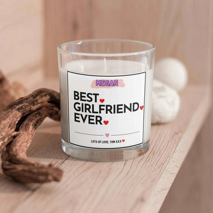 Best Girlfriend Ever Name Hearts Personalised Candle | Best Girlfriend Gift MKTrends Co