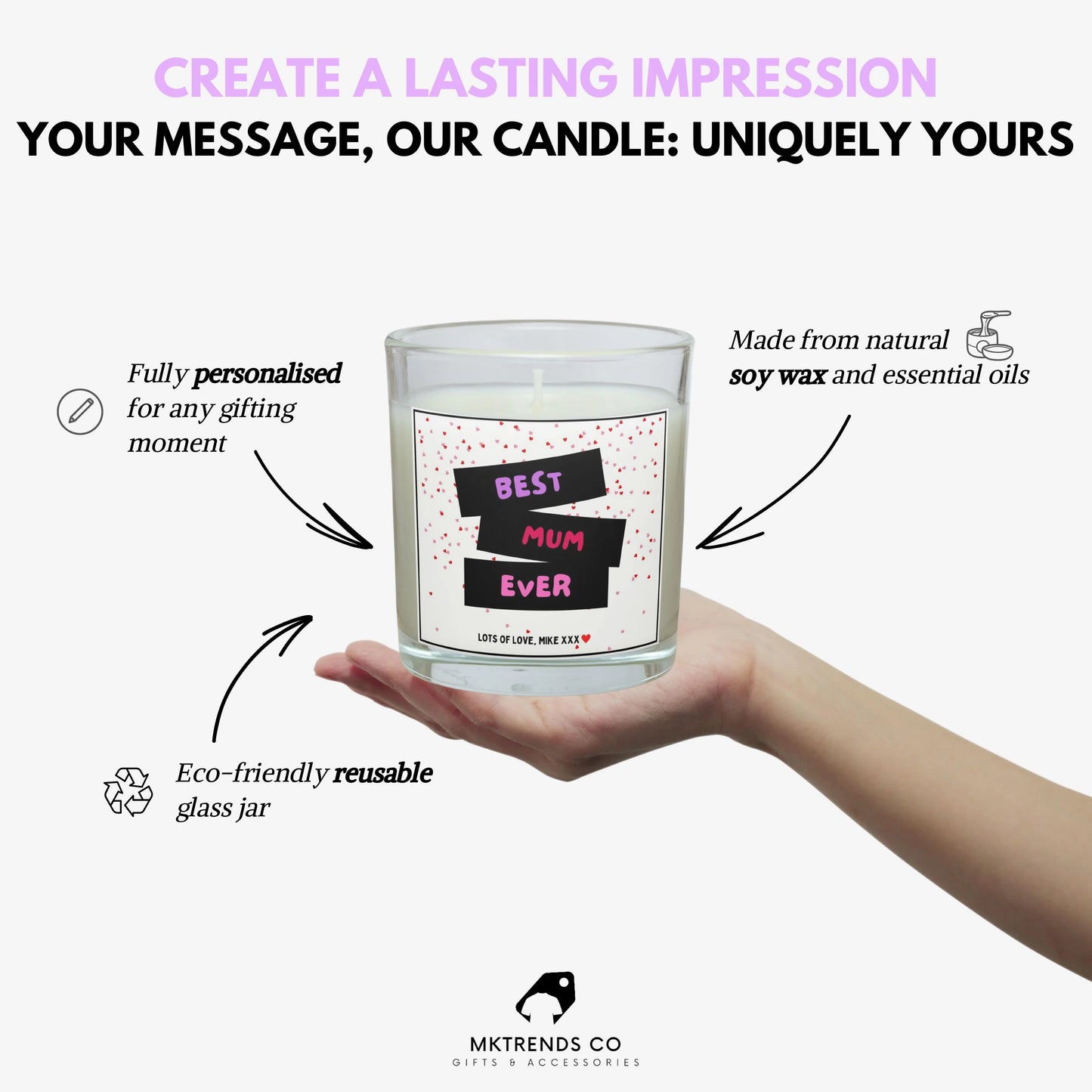 Best Mum Ever Personalised Candle | Best Mum Message MKTrends Co