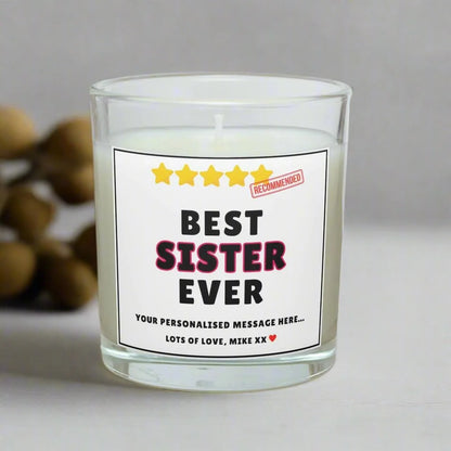 Best Sister Ever Award Stars Personalised Candle | Funny Sister Award Gift MKTrends Co