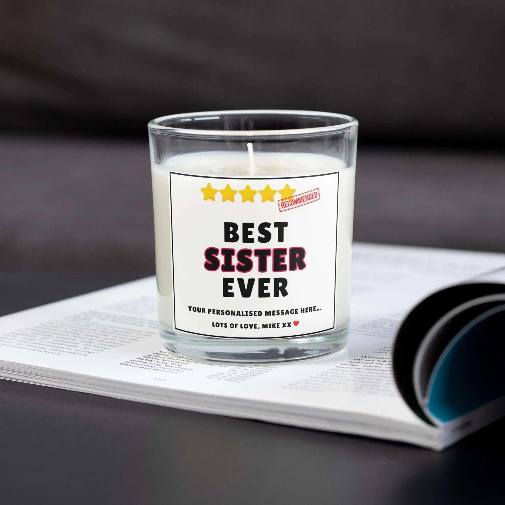 Best Sister Ever Award Stars Personalised Candle | Funny Sister Award Gift MKTrends Co