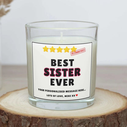 Best Sister Ever Award Stars Personalised Candle | Funny Sister Award Gift MKTrends Co