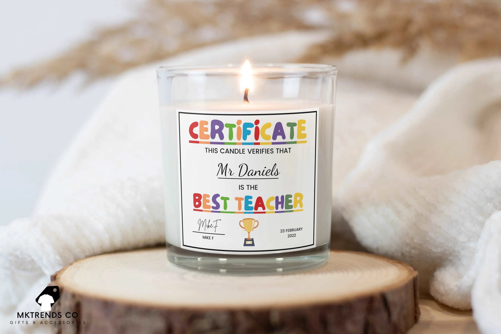 Best Teacher Certificate Personalised Candle | Gift for Teacher MKTrends Co