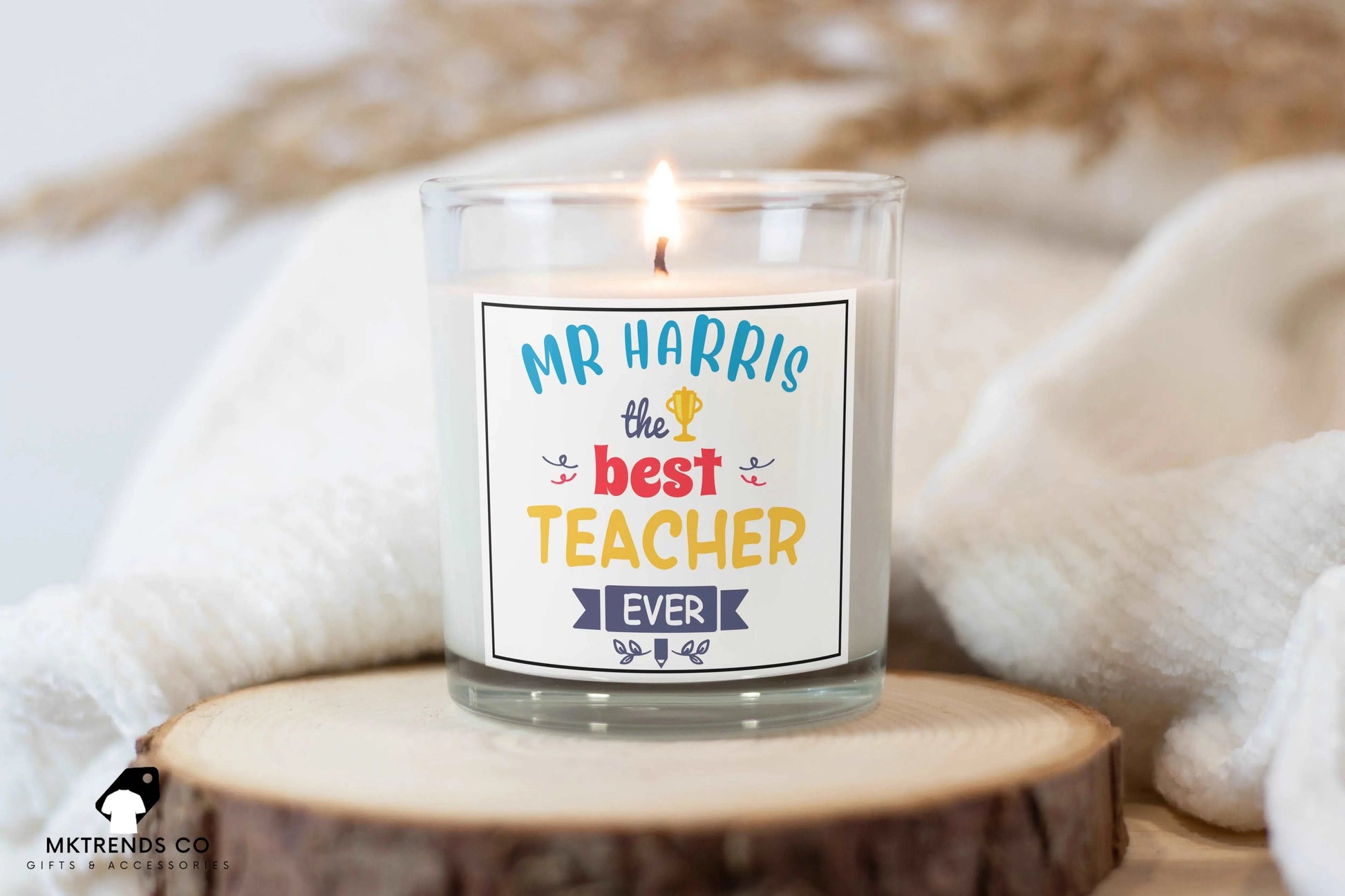 Best Teacher Ever Colourful Personalised Candle | Gift for Teacher MKTrends Co