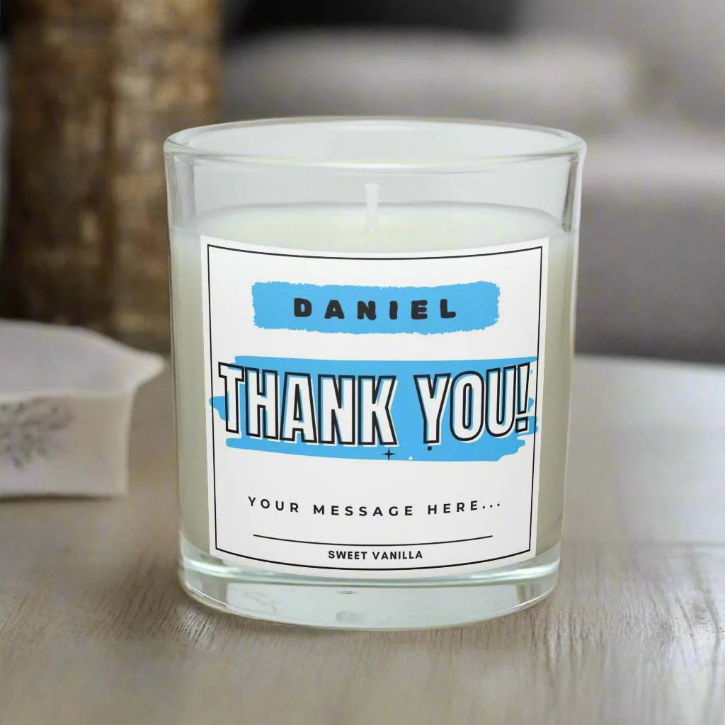 Blue Name Thank You Gift for Him | Personalised Thank You Candle (Copy) MKTrends Co