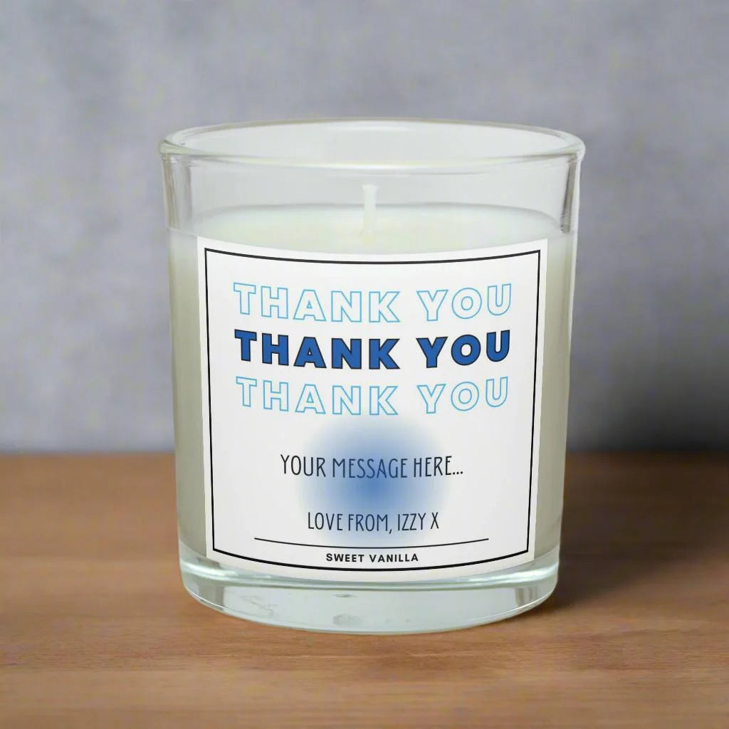 Blue Thank You Gift for Him | Personalised Thank You Candle MKTrends Co