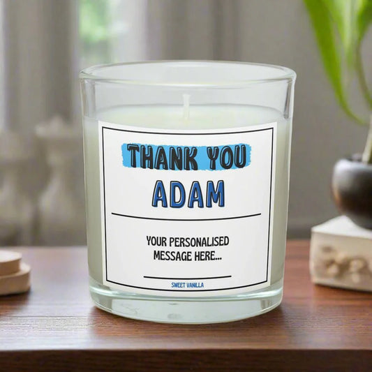 Blue Thank You Name Gift for Him | Personalised Thank You Candle MKTrends Co