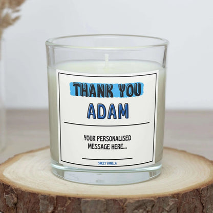 Blue Thank You Name Gift for Him | Personalised Thank You Candle MKTrends Co