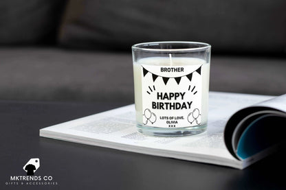 Brother Happy Birthday Banner Personalised Candle | Birthday Gifts for Brother MKTrends Co