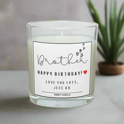 Brother Hearts Personalised Candle | Message Gift for Brother MKTrends Co