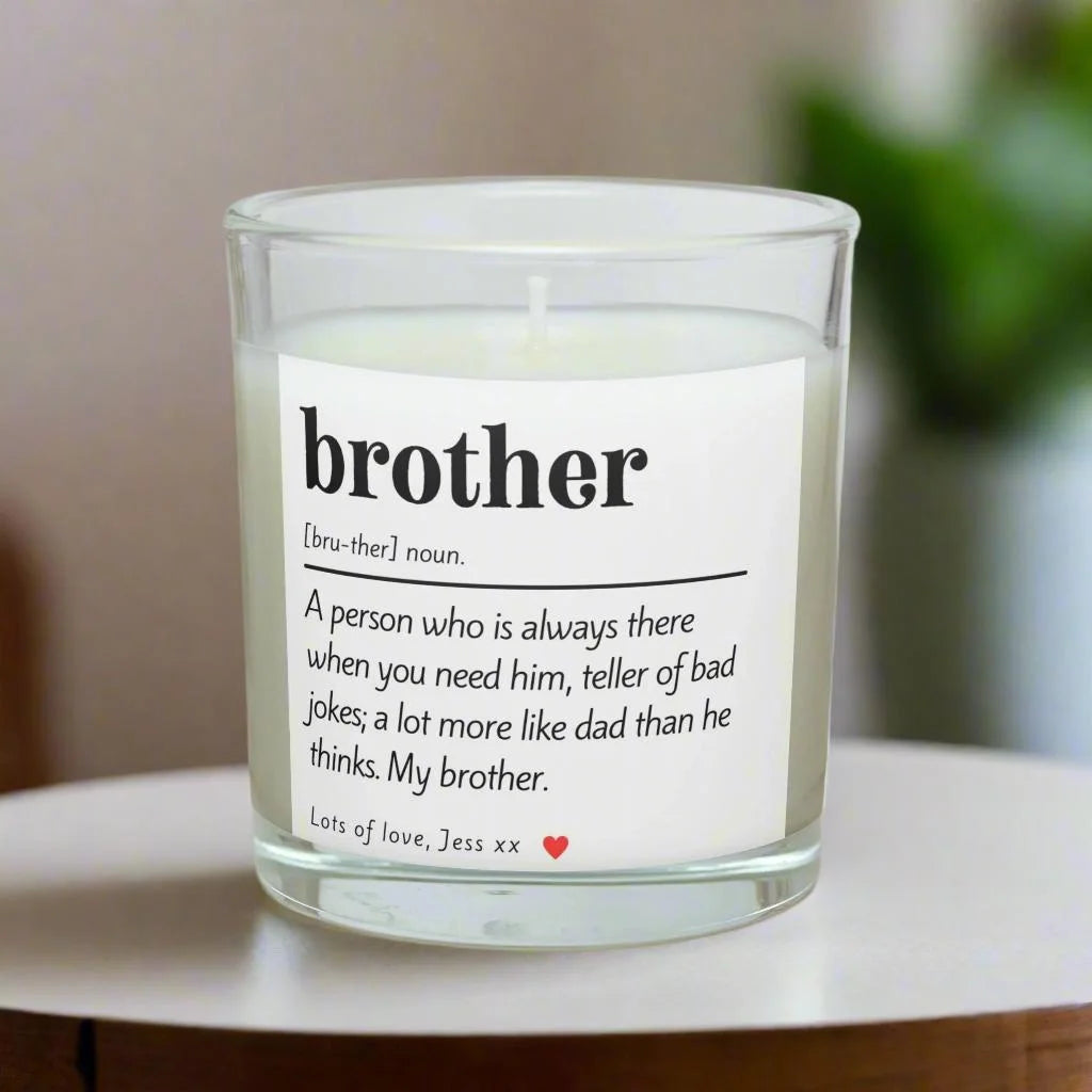 Brother Noun Personalised Candle | Brother Noun Definition Gift MKTrends Co