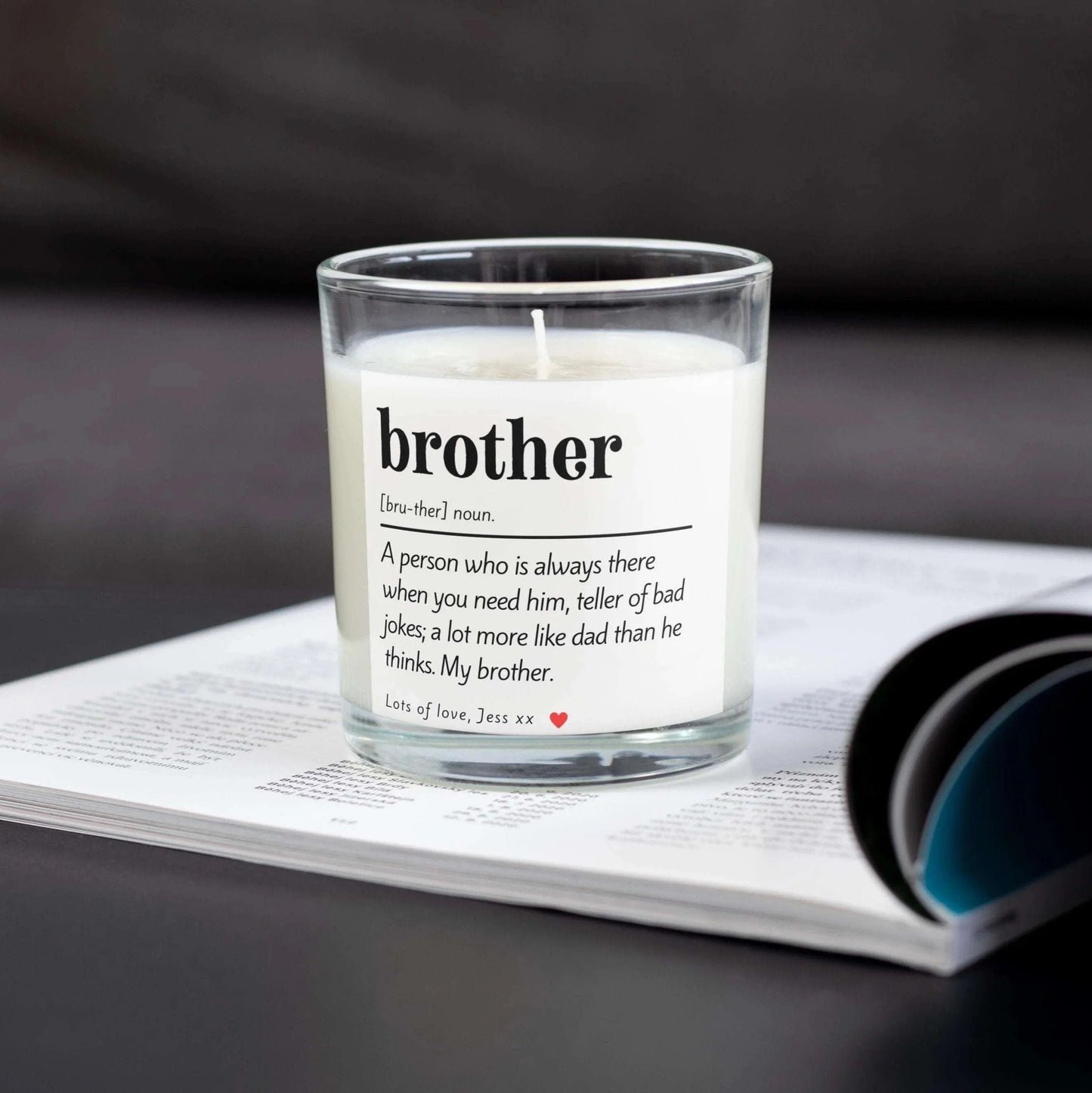 Brother Noun Personalised Candle | Brother Noun Definition Gift MKTrends Co