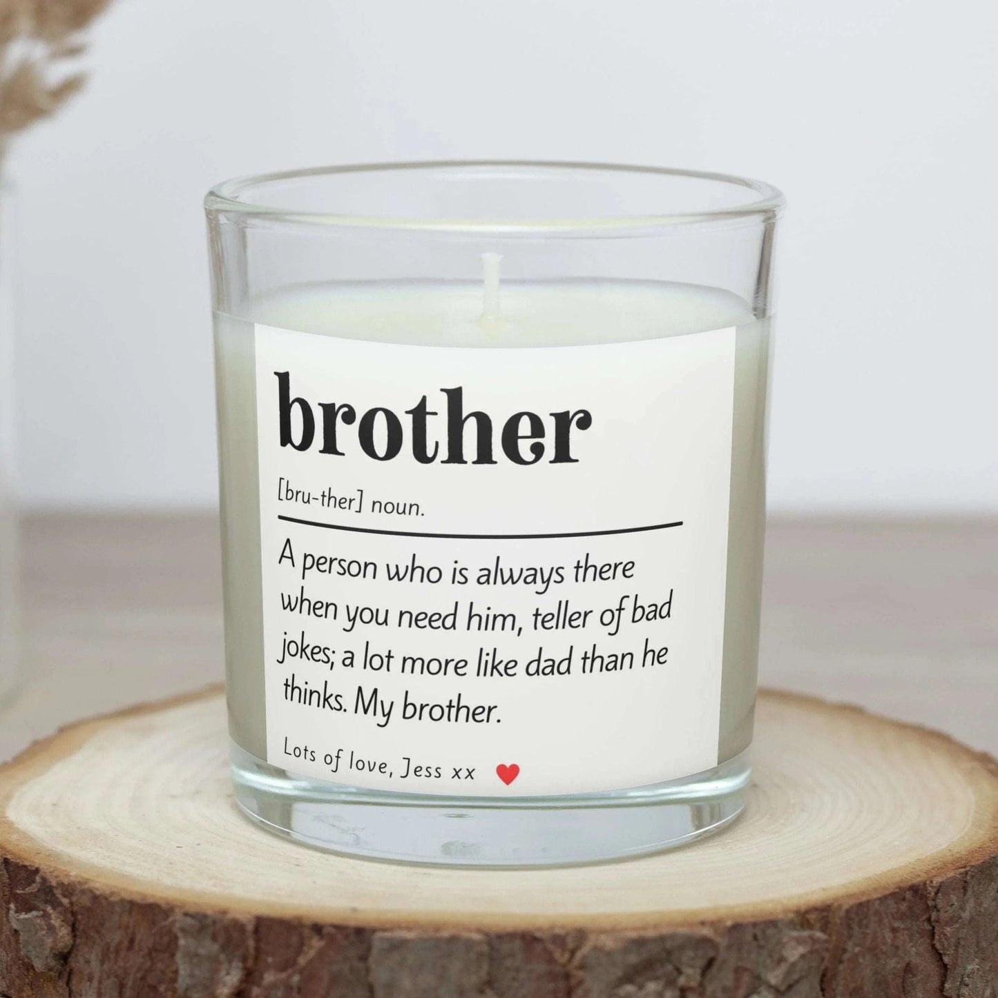 Brother Noun Personalised Candle | Brother Noun Definition Gift MKTrends Co