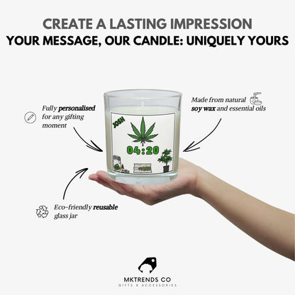 Cannabis 420 Personalised Candle | Gift for Weed Smokers | Stoner Name Gifts MKTrends Co