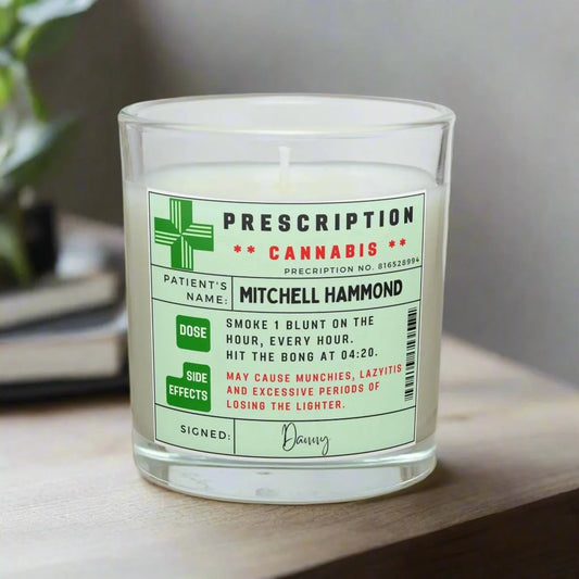 Cannabis Prescription Personalised Candle | Weed Smoker gifts MKTrends Co