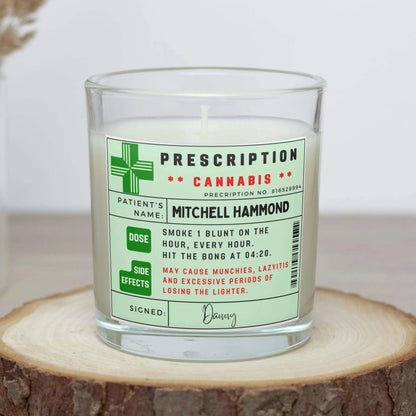 Cannabis Prescription Personalised Candle | Weed Smoker gifts MKTrends Co