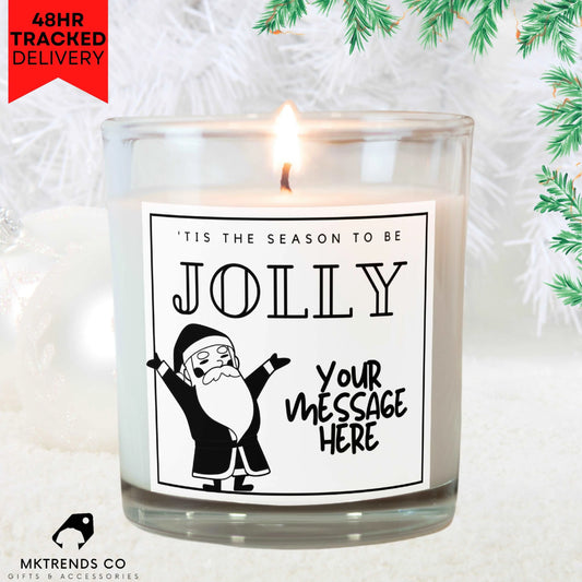 Christmas Jolly Personalised Candle | Christmas Gifts | Festive Decorations MKTrends Co