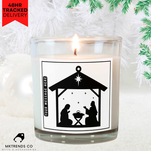 Christmas Nativity Personalised Candle | Christmas Gifts | Festive Decorations MKTrends Co