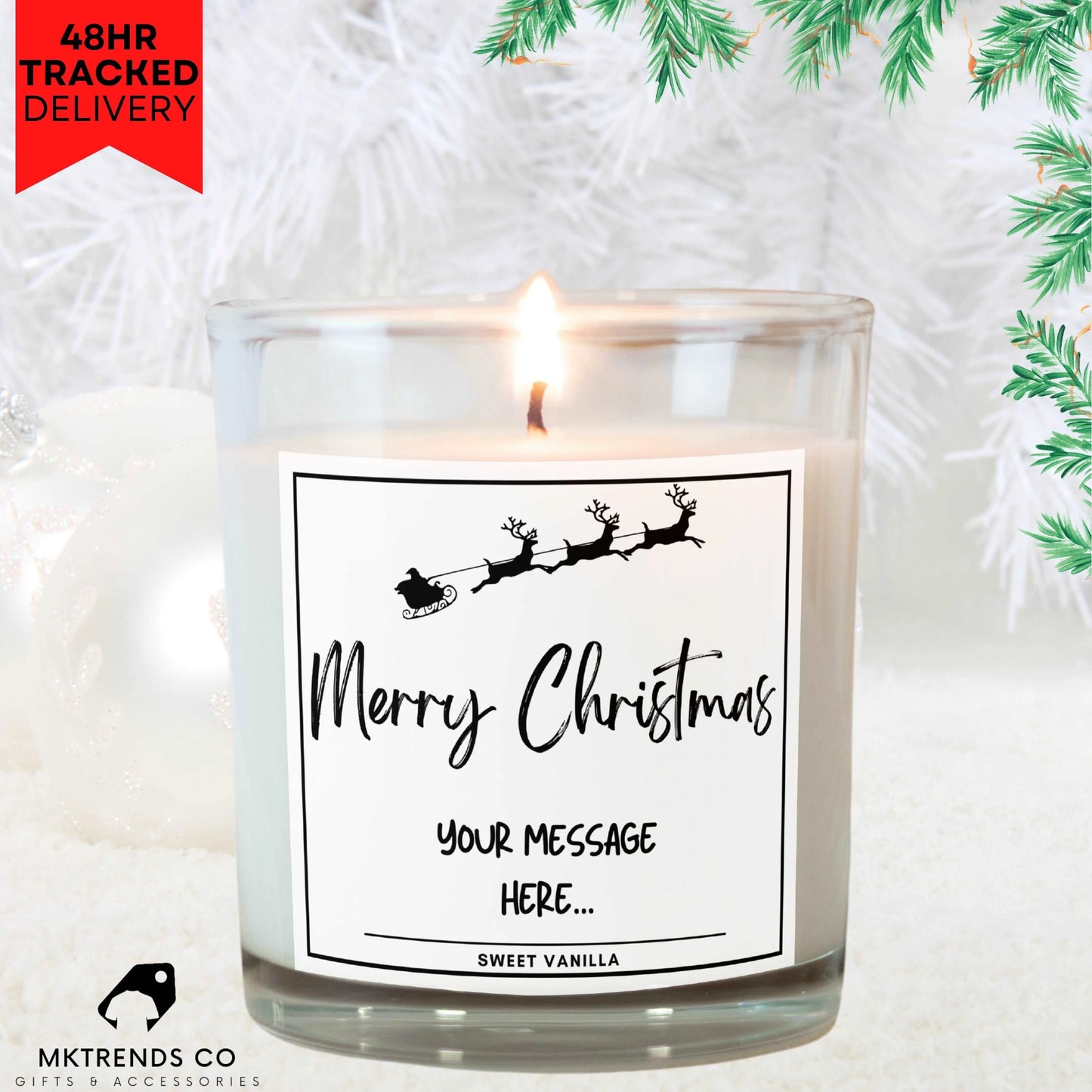 Christmas Santa Sleigh Personalised Candle | Christmas Gifts | Festive Decorations MKTrends Co