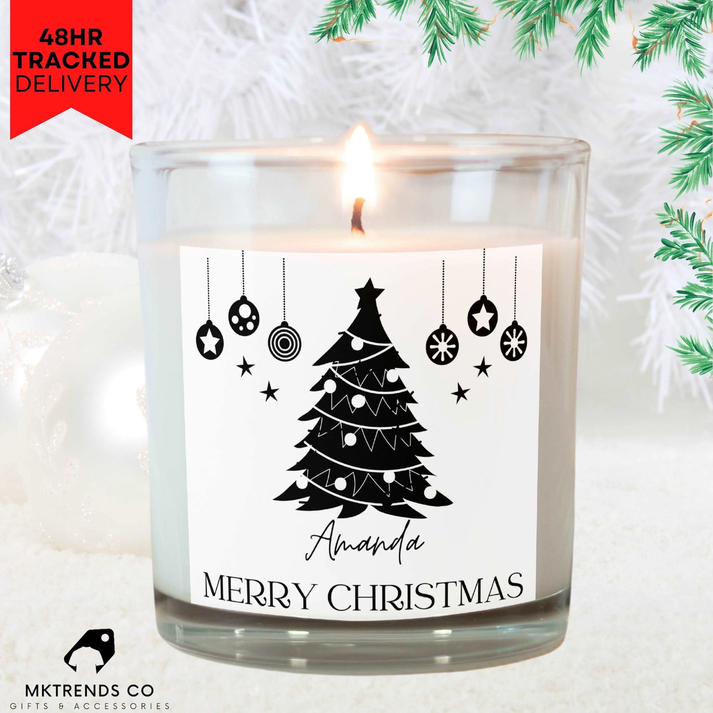 Christmas Tree Personalised Candle | Christmas Gifts | Festive Decorations MKTrends Co