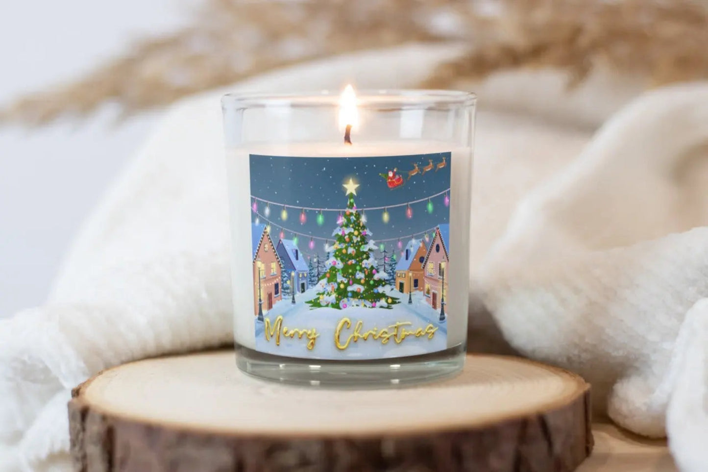 Christmas Village Scene Personalised Candle | Christmas Gifts MKTrends Co