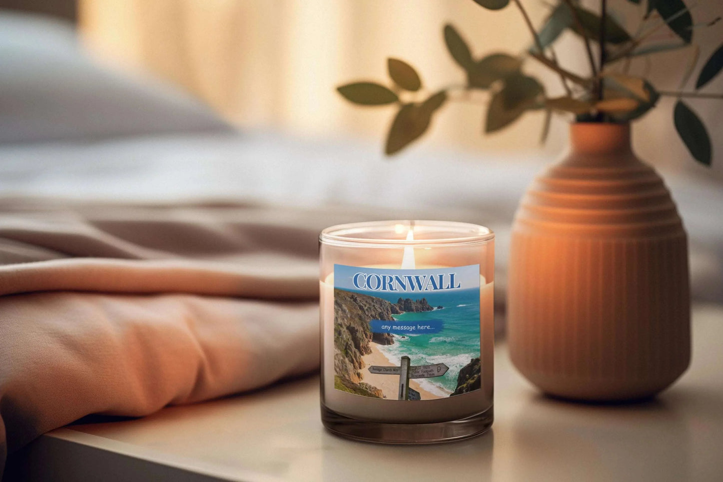 Cornwall personalised candle MKTrends Co