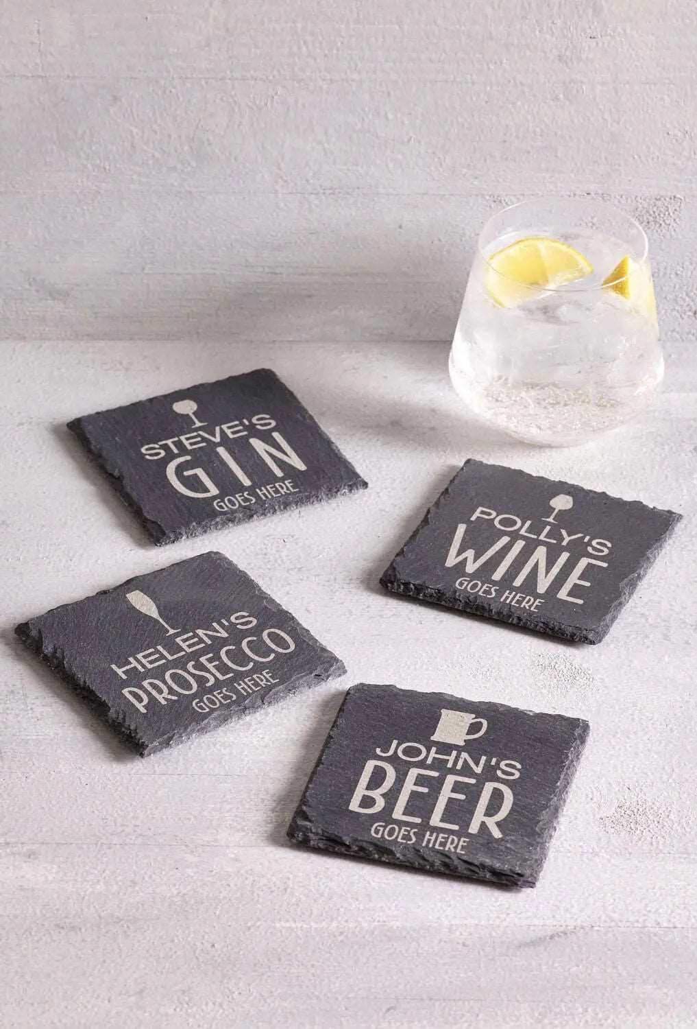 Custom Etched Slate Coasters (x4) MKTrends Co