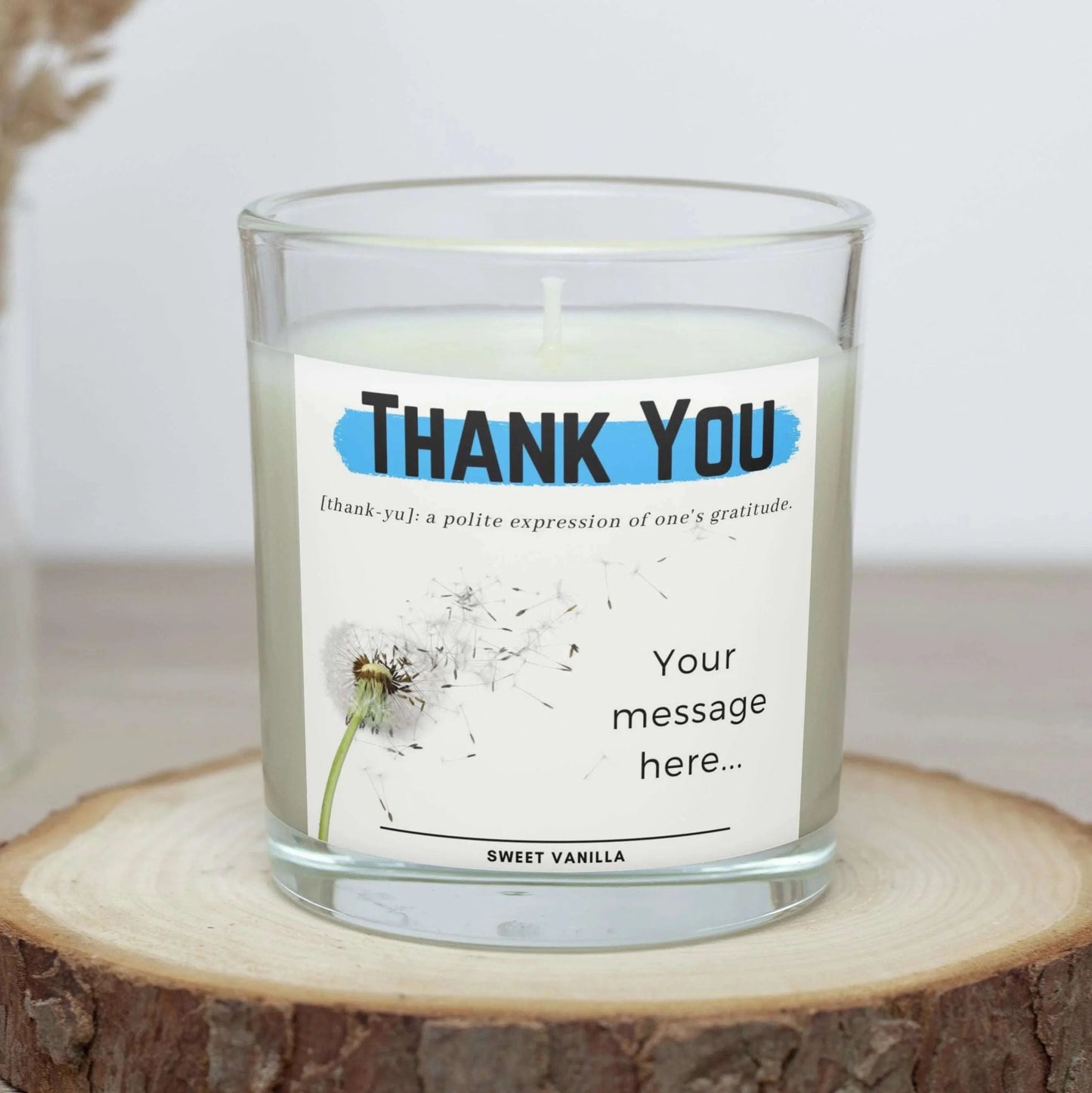 Dandelion Blue Thank You Noun Gift for Him | Personalised Thank You Candle MKTrends Co