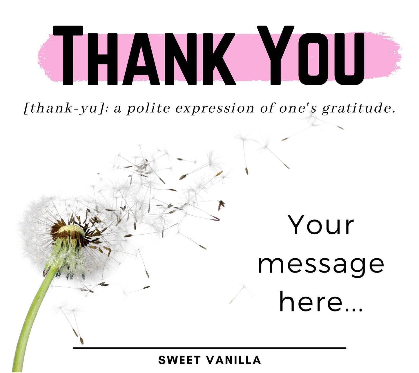 Dandelion Pink Thank You Noun Gift for Her| Personalised Thank You Candle MKTrends Co