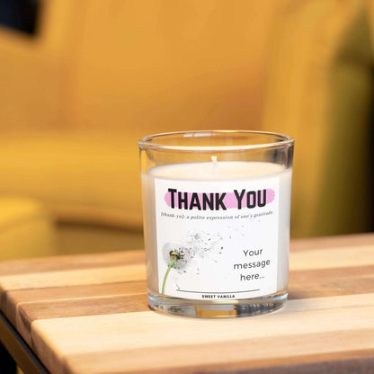 Dandelion Pink Thank You Noun Gift for Her| Personalised Thank You Candle MKTrends Co