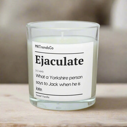 Ejaculate Joke Personalised Candle | Funny Candle | Novelty Yorkshire Joke MKTrends Co