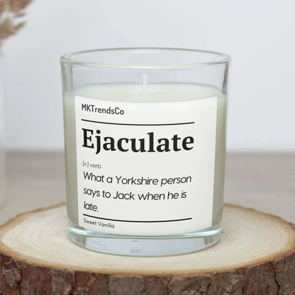 Ejaculate Joke Personalised Candle | Funny Candle | Novelty Yorkshire Joke MKTrends Co