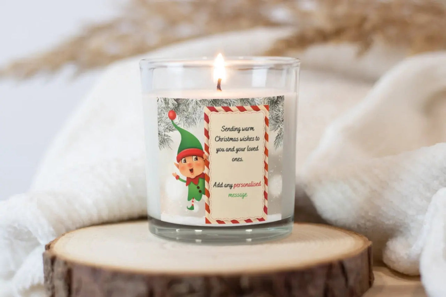 Elf Christmas Message Candle | Personalised Candle MKTrends Co