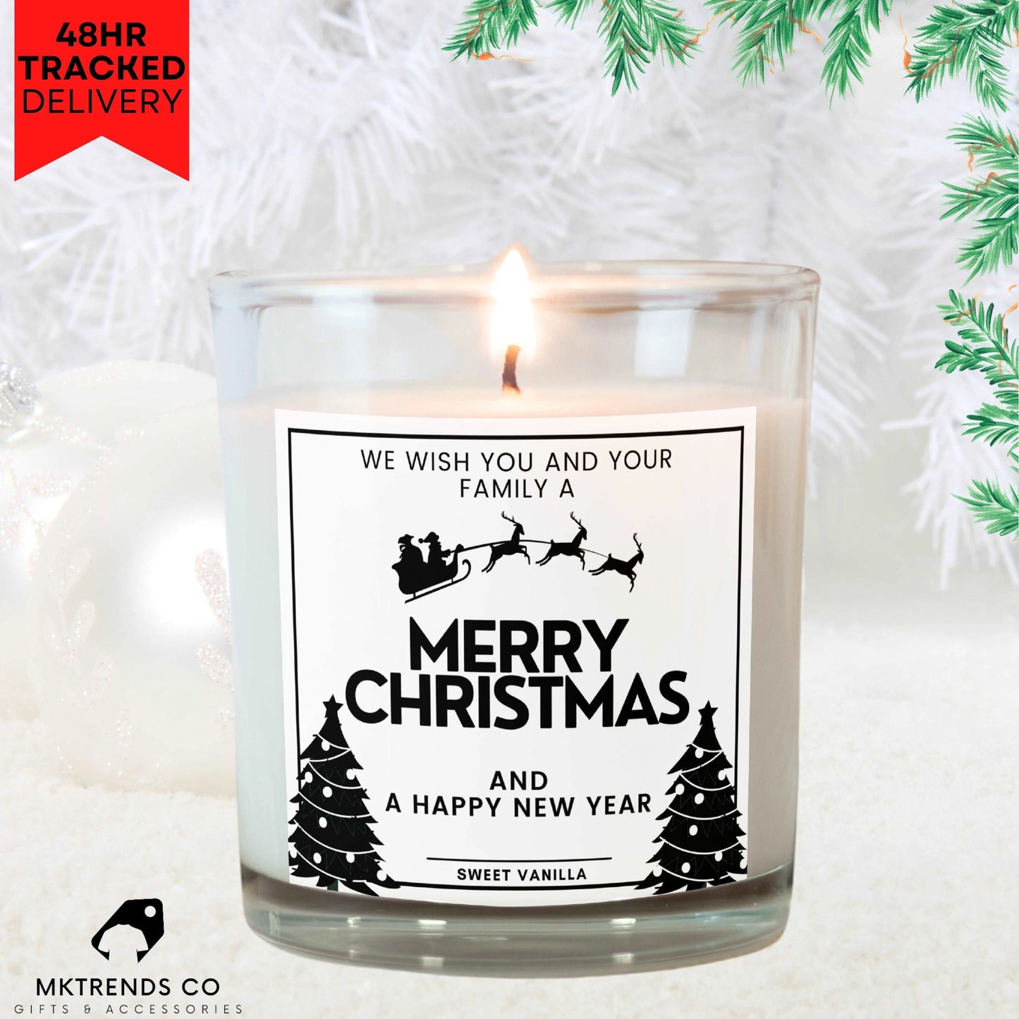 Family Merry Christmas Personalised Candle | Christmas Gifts | Festive Decorations MKTrends Co